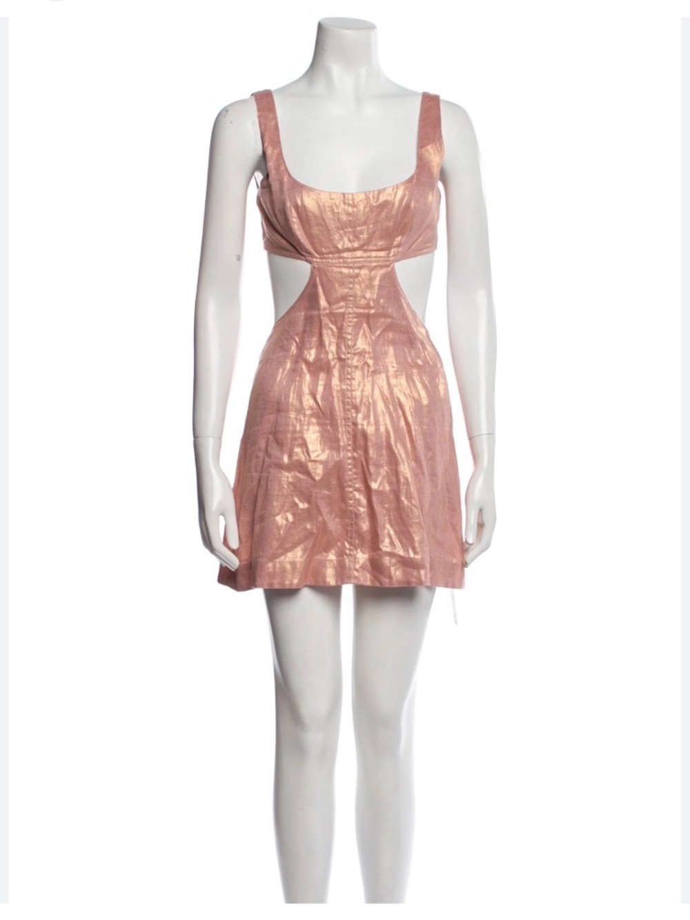 Matthew Bruch Linen Mini Dress pink metallic